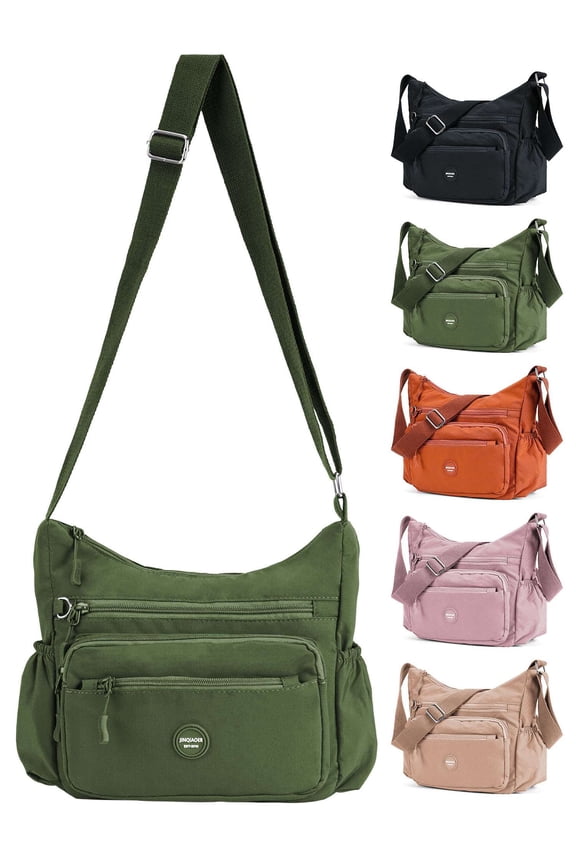 Crossbody Bag for Women Waterproof Shoulder Messenger Bag Casual Nylon Purse Handbag (Green)