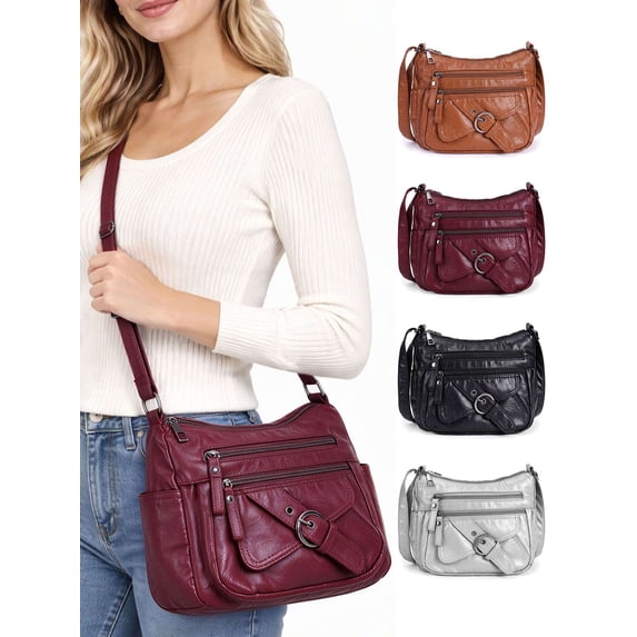 Deago Crossbody Bags for Women Pocketbooks Soft PU Leather Ladies Purses and Handbags Multi Pocket Shoulder Bag with Adjustable Strap