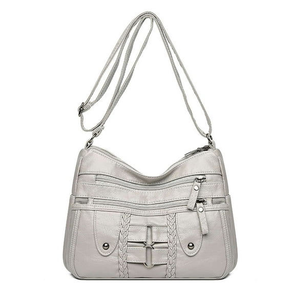 Deago Crossbody Bags for Women Pocketbooks Soft PU Leather Purses and Handbags Multi Pocket Shoulder Bag (Gray)