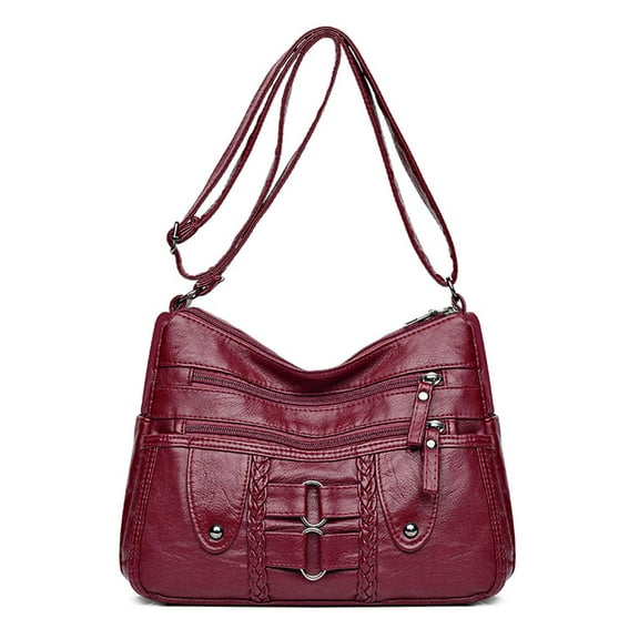 Deago Crossbody Bags for Women Pocketbooks Soft PU Leather Purses and Handbags Multi Pocket Shoulder Bag (Red)