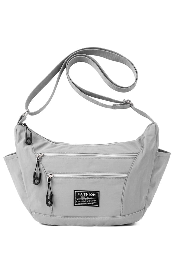 Crossbody Bags for Women Waterproof Nylon Casual Lightweight Shoulder Messenger Bag Roomy Multi Pocket Travel Purse Handbags (Gray)
