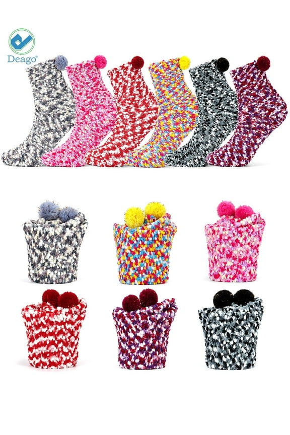 DIY Gift Socks for Women Girl Fuzzy Fluffy Socks Winter Slipper Socks Soft for Christmas With Gift Boxes Cupcake (Red)