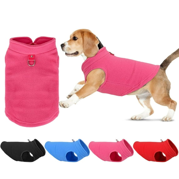 Deago Dog Fleece Vest Cold Weather Warm Pullover Sweater Soft Stretchy Puppy Turtleneck Coat Jacket Pet Winter Clothes for Small Medium Dogs Cats - Pink, XL