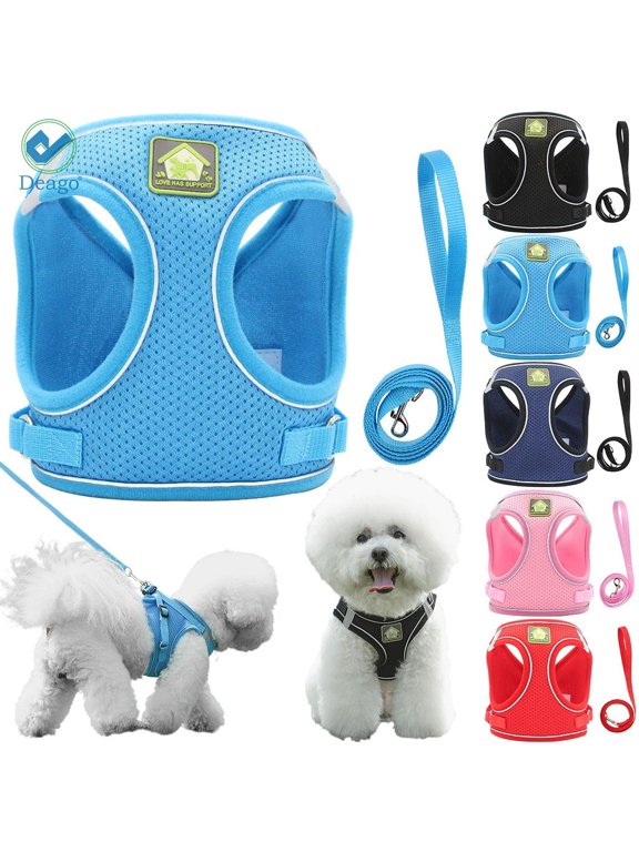 Dog Harness and Leash Set - No Pull & No Choke Adjustable Reflective Pet Harness Walking Breathable Mesh Dog Vest for Small Medium and Large Dogs, Cats (S, Blue)