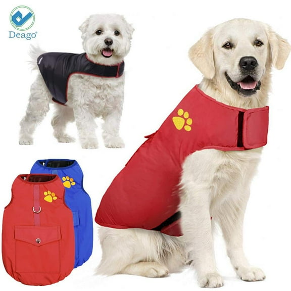 Deago Dog Jackets Winter Waterproof Reversible Doggie Coat With Pocket Warm Dog Vest For Small Medium Large Dogs