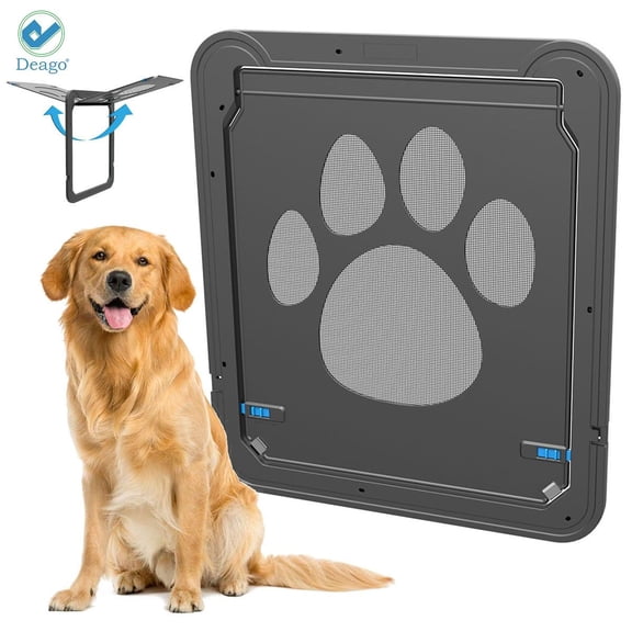 Deago Dog Screen Door, Inside Door Flap 12x14x0.4 Inch, Lockable Pet Screen Door, Magnetic Self-Closing Screen Door with Locking Function, Sturdy Screen Door for Dogs Cats
