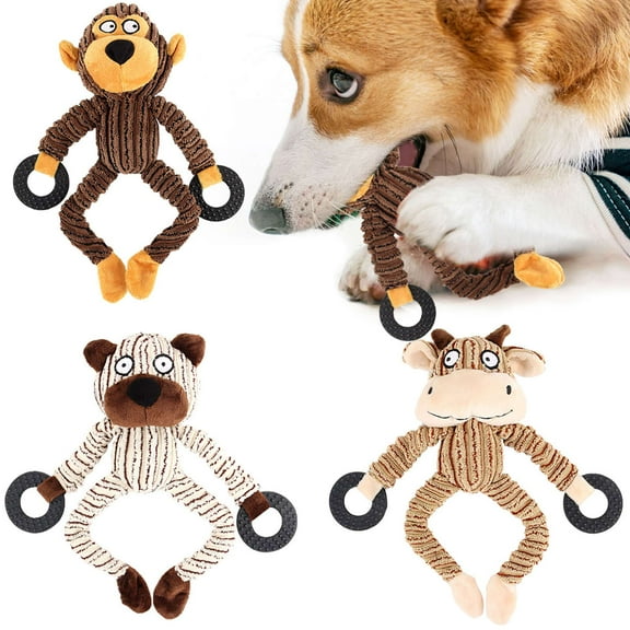 Deago Dog Squeaky Toys Stuffed Plush Dog Chew Toys Durable Cute Monkey Dog Toys for Small Medium Large Dogs Puppy Pet Toys for Teething
