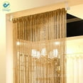 thumbnail image 1 of Deago Door String Curtain Flat Silver Ribbon Thread Fringe Window Panel Room Divider Strip Tassel for Wedding Cafe Home Décor (39"x78"), 1 of 8