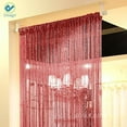 thumbnail image 1 of Deago Door String Curtain Flat Silver Ribbon Thread Fringe Window Panel Room Divider Strip Tassel for Wedding Cafe Home Décor (39"x78"), 1 of 9