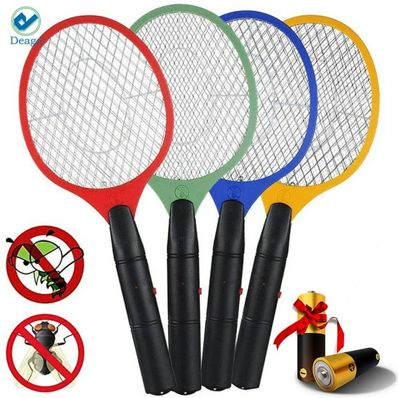 Deago Electric Fly Swatter Bug Zapper Mosquito Fly Killer Racket for Home Outdoor Safe to Touch with 3 Layer Safety Mesh (Red)