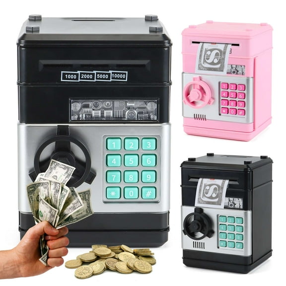 Deago Electronic Piggy Bank for Kids , Mini ATM Password Money Bank Cash Coins Saving Box, Cartoon Safe Bank Box Perfect Toy Gifts for Boys Girls, Pink
