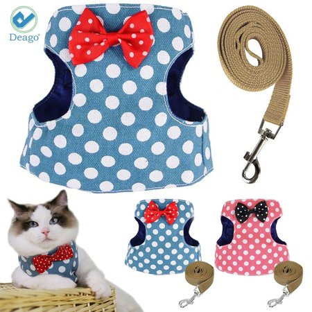Deago Escape Proof Cat Harness with Leash, Soft Adjustable Cat Walking Jackets, Easy Control Breathable Padded Cat Vest