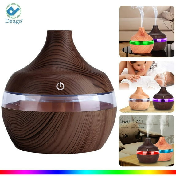 Deago Essential Oil Diffuser, with Colorful LED Night Light & Ultrasonic Humidification