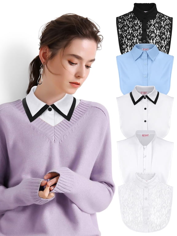 Fake Collar Detachable Dickey Collar Blouse Half Shirts Peter Pan Lace False Collars for Women Girls