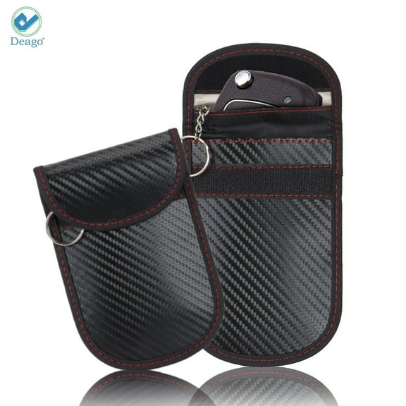 Deago Faraday Bag for Key Fob (2 Pack), Faraday Key Fob Protector - Car RFID Signal Blocking, Anti-Theft Pouch, Anti-Hacking Case Blocker