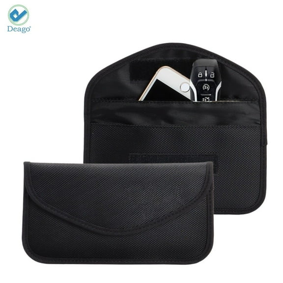 Deago Faraday Bags for Car Keys and Cell Phone, RFID Signal Blocking Key Pouch Wallet, Anti-Tracking Anti Theft Car Protection, Cell Phone Signal Jammer