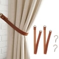 thumbnail image 1 of Deago Faux Leather Curtain Tie Backs Attach to Wall, Outdoor Drape Holder Holdbacks Tiebacks with Hooks for Home Offic Living Room Bedroom, Set of 2, Brown, 1 of 8