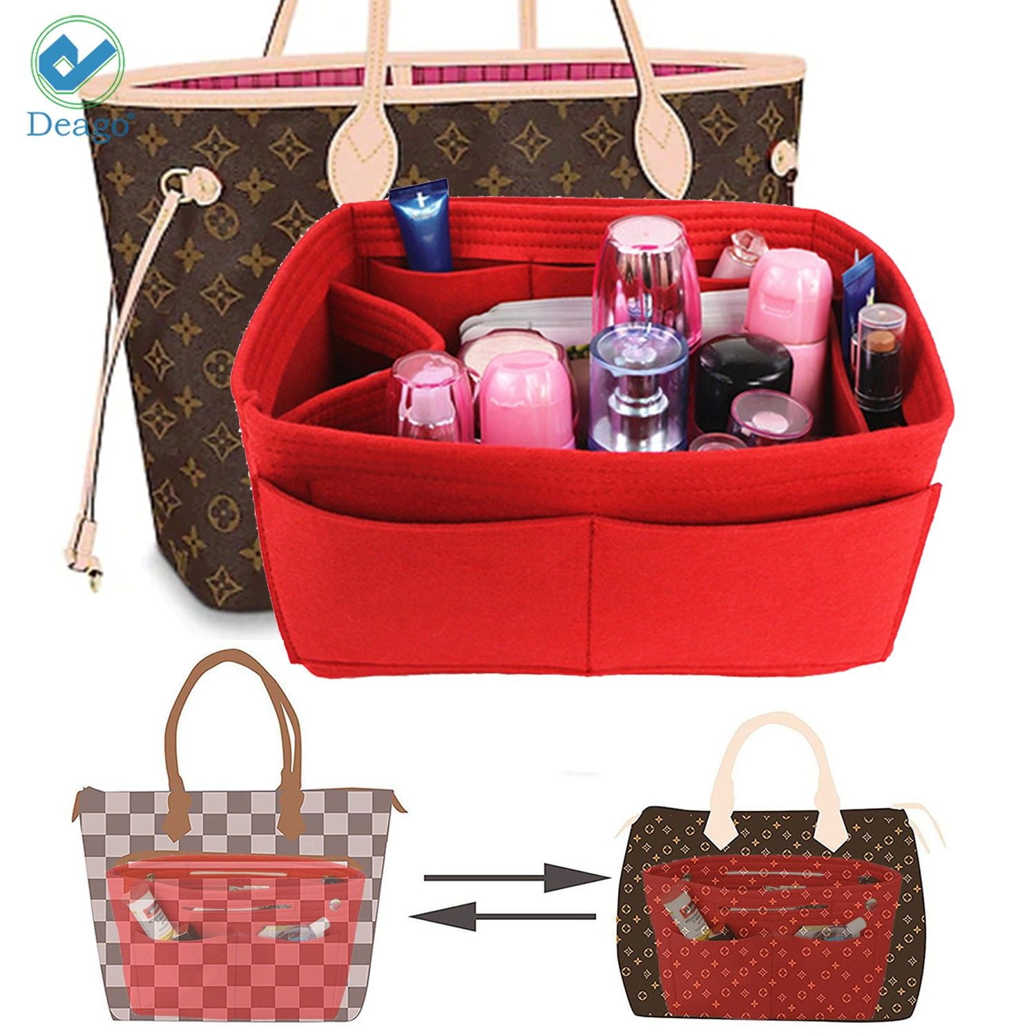 Purse Organizer Insert with Base Shaper, Handbag & Tote Organizer with Bag  Shaper, Felt Purse Bag Insert in Bag fit Neverfull mm : Amazon.in: Bags,  Wallets and Luggage