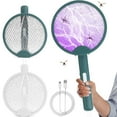 thumbnail image 1 of Deago Foldable Electric Fly Swatter 3000V Portable 2 in 1 Bug Zapper Racket Fly Killer Mosquitoes Trap Lamp USB Rechargeable for Indoor and Outdoor Use (Green), 1 of 9
