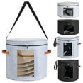 thumbnail image 1 of Deago Foldable Hat Storage Box for Women & Men Cowboy Hat Boxes Felt Travel Round Hat Organizer Bag with Dustproof Lid (Black, 16.5" D x 10.2" H), 1 of 9