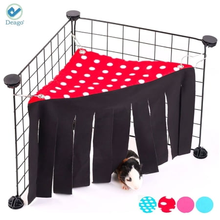 Deago Guinea Pig Hideout, Corner Fleece Forest Hideaway for Guinea Pigs, Ferrets, Chinchillas, Hamster, Rats, Bunny & Other Small Animals Without Metal Fences (Red-point)