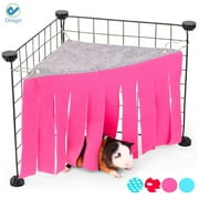Deago Guinea Pig Hideout, Corner Fleece Forest Hideaway for Guinea Pigs, Ferrets, Chinchillas, Hamster, Rats, Bunny & Other Small Animals Without Metal Fences (Rose Red)
