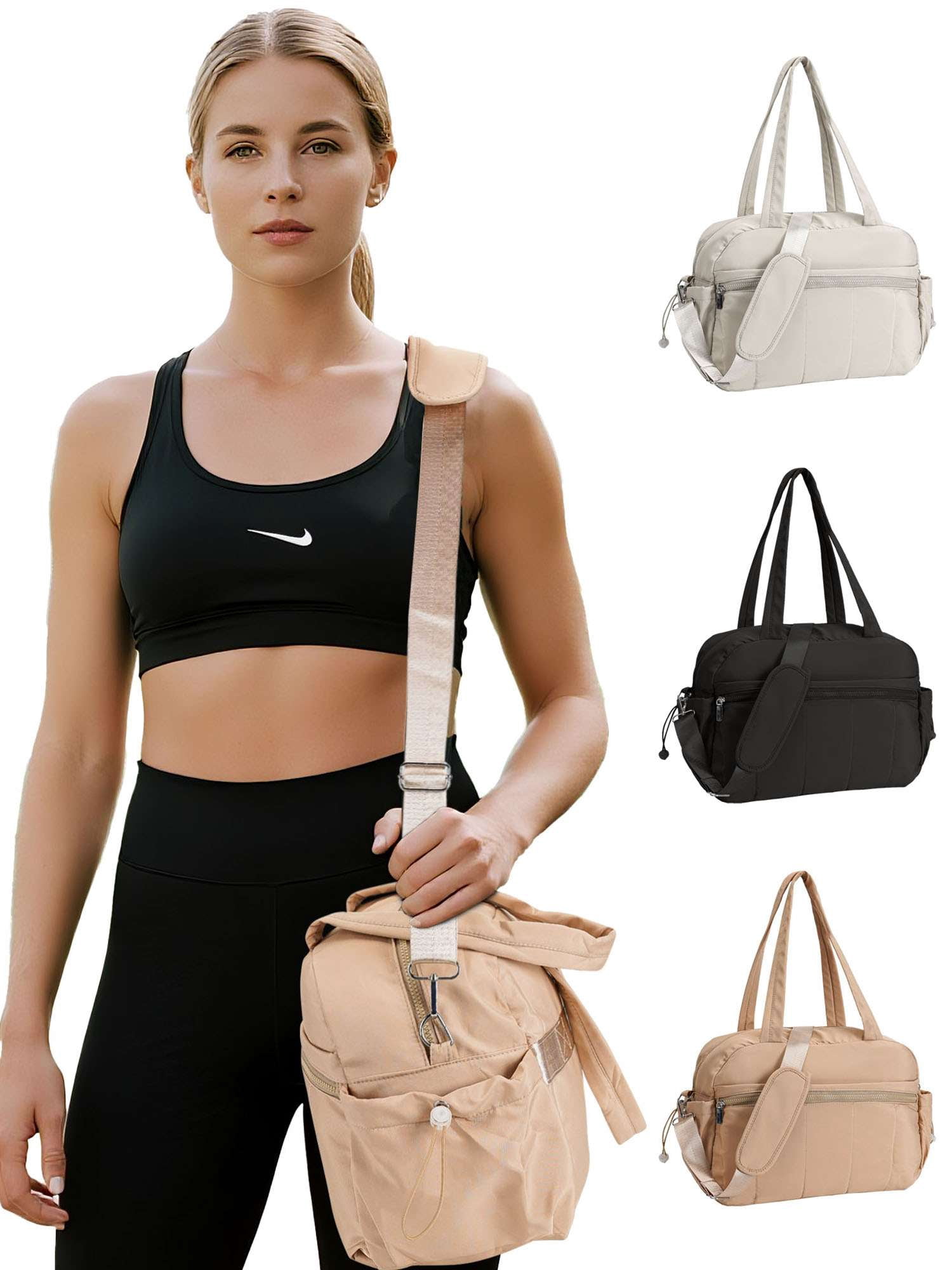 Deago Gym Bag for Women Travel Duffle Tote Bag with Wet Pocket Water Resistant Carry on Weekender Overnight Bag for Trips Sport (Khaki)