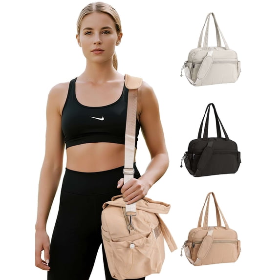 Deago Gym Bag for Women Travel Duffle Tote Bag with Wet Pocket Water Resistant Carry on Weekender Overnight Bag for Trips Sport (Khaki)