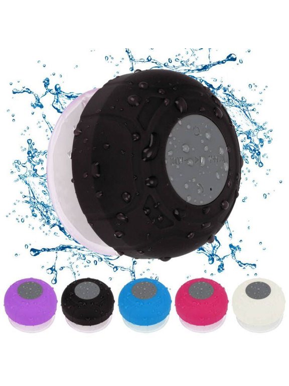 HD Waterproof Bluetooth Wireless Shower Speaker Mini Speakers Handsfree Portable Speakerphone with Built-in Mic & Suction Cup (Black)
