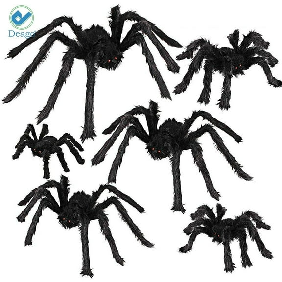 Deago Halloween Giant Spider 4.1ft, Outdoor Halloween Decorations Large Fake Hairy Spider Scary Furry Spider Props Outside Yard Creepy Decor