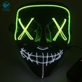 thumbnail image 1 of Deago Halloween Mask LED Light Up EL Wire Cosplay Glowing Mask The Purge Movie Scary Festival Costume with AA Battery, 1 of 4