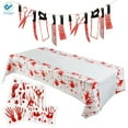 thumbnail image 1 of Deago Halloween Scary Party Decoration Set, Including Bloody Tablecover, Bloody Weapons Garland Banner, Bloody Clings for Halloween Haunted House Decor Props Zombie Party Supplies, 6 Piece, 1 of 10