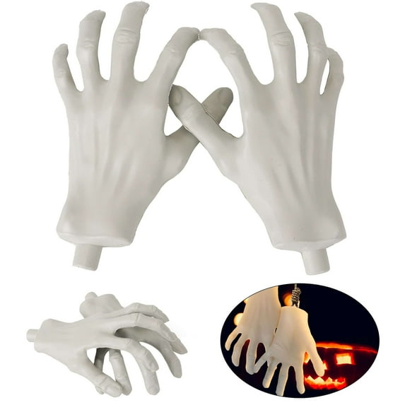 Deago Halloween Skeleton Hands - 1 Pair Realistic Plastic Skeleton Zombie Hands for Halloween Terror Scary Props Decorations