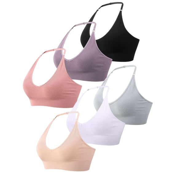 Deago Halter Bra for Women Longline Yoga Sports Bra Wireless Seamless Padded Backless Bralette with Adjustable Strap (Gray, L)