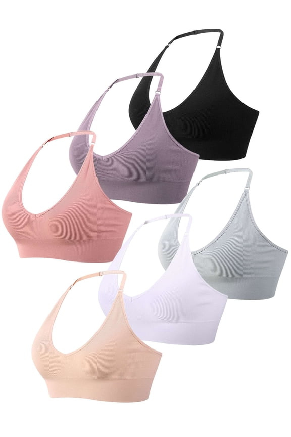 Halter Bra for Women Longline Yoga Sports Bra Wireless Seamless Padded Backless Bralette with Adjustable Strap (White, M)