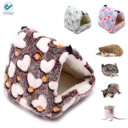 Deago Hamster Hammocks Rat House Bed Hut Shed Guinea Pig Cage Bedding for Bird Squirrel Hedgehog Chinchilla Nest Tent (Coffee, L)