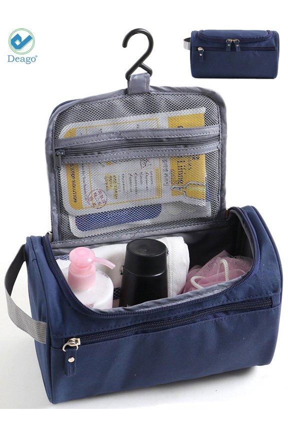 Hanging Travel Toiletry Bag - Travel Toiletries Bath Bag, Bathroom Bag for Traveling - Shower Bags for Men and Women "Navy"