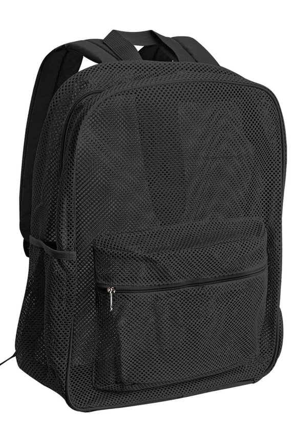 Heavy Duty Mesh Backpack, See Through College Backpack with Padded Shoulder Straps for Commuting, Swimming, Beach, Outdoor Sports (Black)