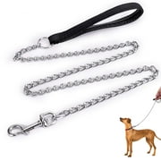 Deago Heavy Duty Metal Dog Leash Chew Proof Pet Leash Chain with Soft Padded Handle for Small Large Medium Size Dogs 4 FTx3 mm