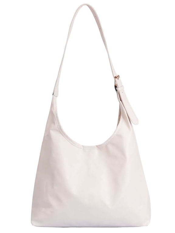 Hobo Bags for Women Soft PU Leather Crossbody Shoulder Handbag Stylish Slouchy Tote Purses, White