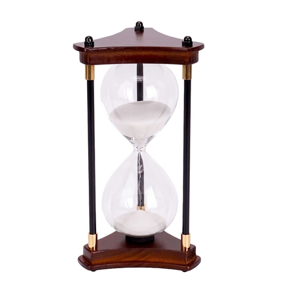 Deago Hourglass Sand Timer, Wooden 15 Minute Sandglass Timer for Home, Desktop, Classroom Kitchen Restaurant Office Living Room Decor (White Sand)