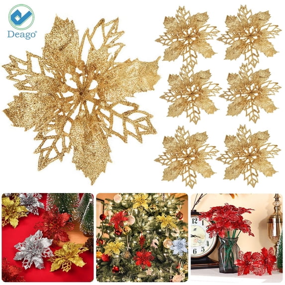 Deago Indoor/Outdoor 6.30 in Artificial PE Foam Flower, Gold, 12-Pieces