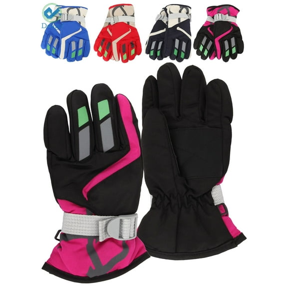 Deago Kids Winter Gloves - Snow & Ski Waterproof Thermal Insulated Gloves for Boys Girls Toddler Children & Youth for Cold Weather (Black)