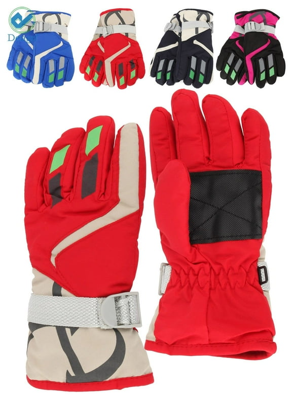 Kids Winter Gloves - Snow & Ski Waterproof Thermal Insulated Gloves for Boys Girls Toddler Children & Youth for Cold Weather (Red)