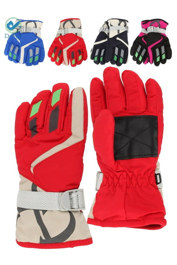 Kids Winter Gloves - Snow & Ski Waterproof Thermal Insulated Gloves for Boys Girls Toddler Children & Youth for Cold Weather (Red)