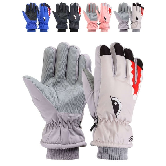 Deago Kids Winter Gloves Waterproof Snow Ski Gloves for Boys Girls Children & Youth Warm Gloves for Cold Weather (Gray)