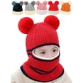thumbnail image 1 of Deago Kids Winter Hat, Baby Knit Hat, Baby Girls Boys Winter Hat, Thick Scarf Earflap Hood Scarves Skull Caps, 2-5T (Red), 1 of 11