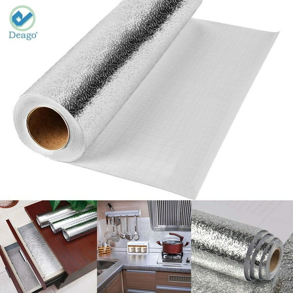 Deago Kitchen Backsplash Stickers Wallpaper, Kitchen Stickers Self Adhesive Kitchen Aluminum Foil Stickers Dust Oil Proof Waterproof Stove Sticker-15.7 x 78.7inch