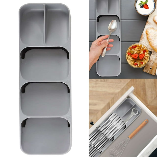Deago Kitchen Drawer Silverware Organizer Compact Cutlery Storage Tray