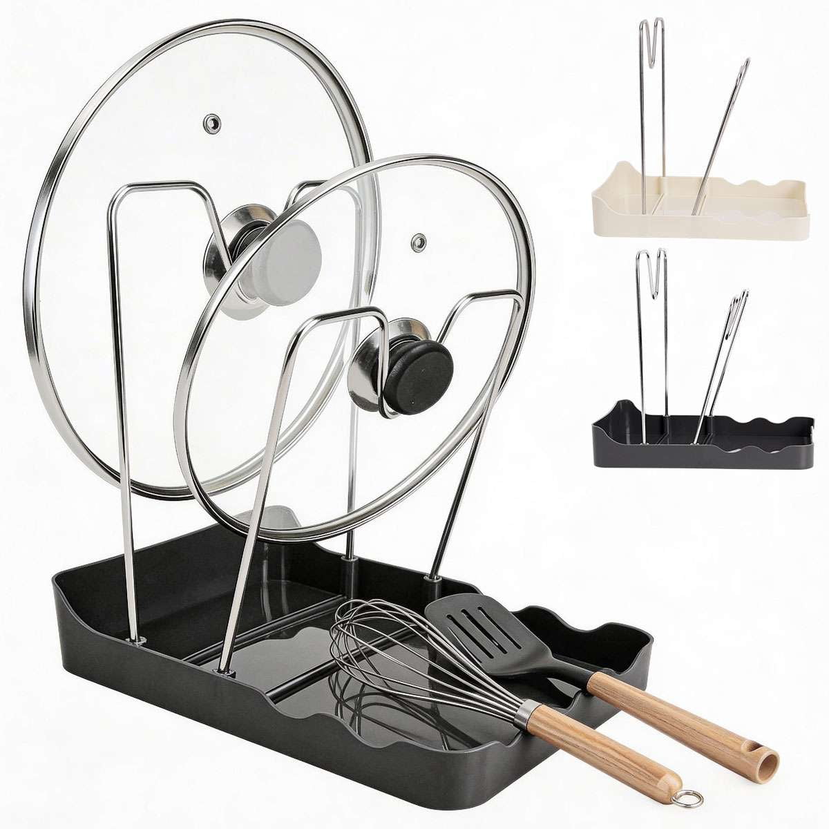 Deago Kitchen Pot Lid Storage Rack, Pot-Lid Cutting Board Holder With ...